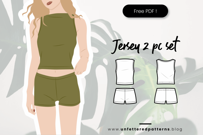 2-delige set met korte broek en bijgesneden top – Gratis naaipatroon download PDF #UP1069 – Ongebonden patronen