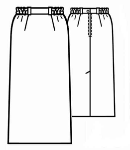 #5084 Lange rechte rok met drie naden en tailleband