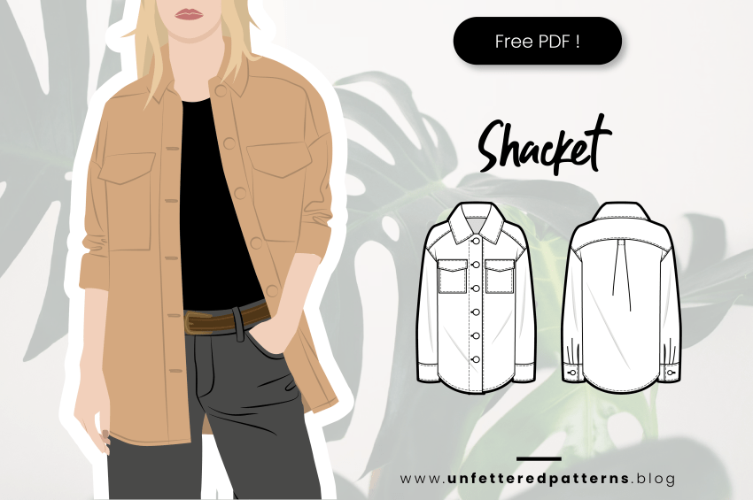 Oversized flanellen shacket – Gratis naaipatroon downloaden PDF #UP1032 – Ongebonden patronen