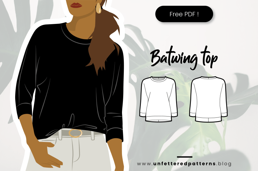 Batwing top – Gratis naaipatroon downloaden PDF #UP1046 – Unfettered Patterns