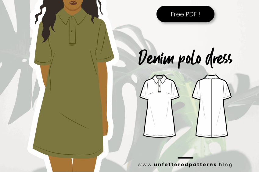 Denim polo jurk – Gratis naaipatroon download PDF #UP1070 – Ongebonden patronen