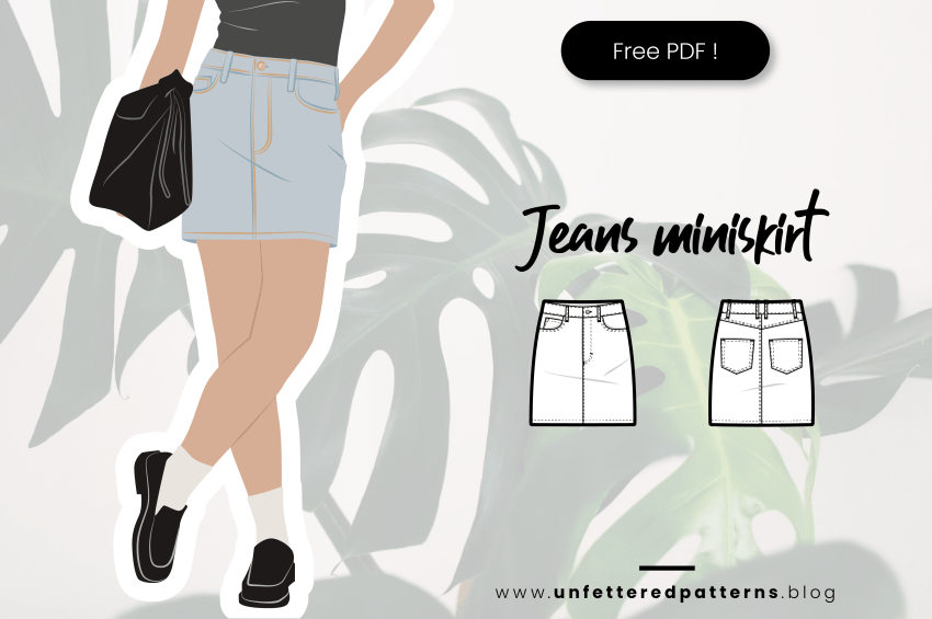 Jeans minirok – Gratis naaipatroon download PDF #UP1026 – Ongebonden patronen