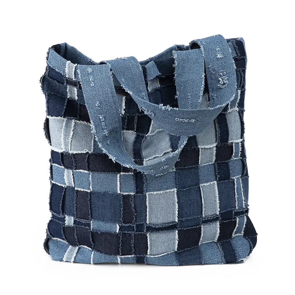 DIY Projekt Kostenloses Schnittmuster: Geflochtene Tasche / Einkaufstasche, Denim