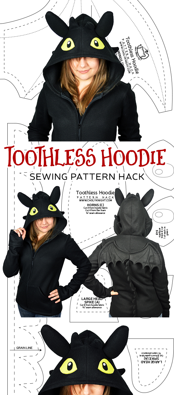 Pattern Hack! Night Fury hoodie – Sweaters & Hoodies
