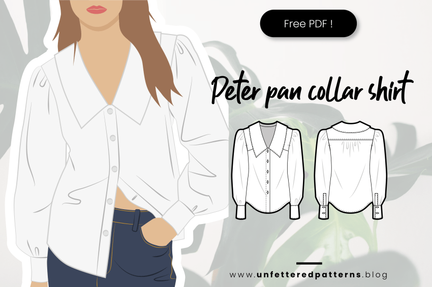 Peter pan kraag shirt – Gratis naaipatroon downloaden PDF #UP1037 – Unfettered Patterns