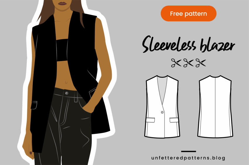 Mouwloze blazer – Gratis naaipatroon downloaden PDF #UP1073 – Ongebonden patronen