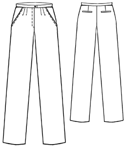 #5004 Broek met diagonale zakken en plooien