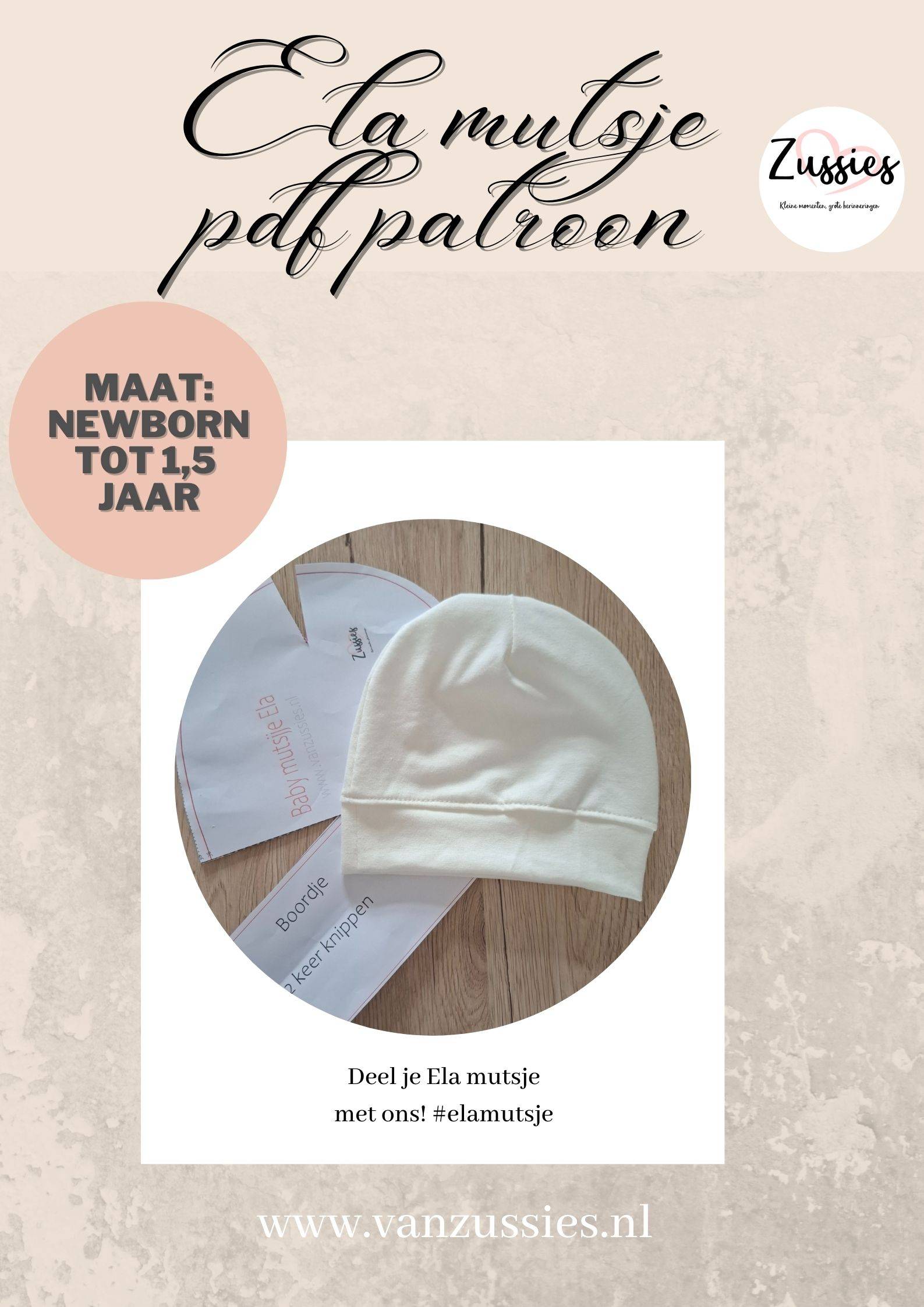 Babymutsje naaien patroon en stappenplan.