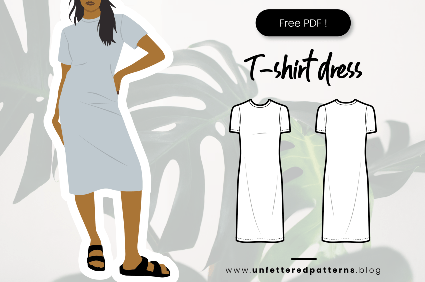 Ontspannen T-shirtjurk – Gratis naaipatroon download PDF #UP1025 – Ongebonden patronen
