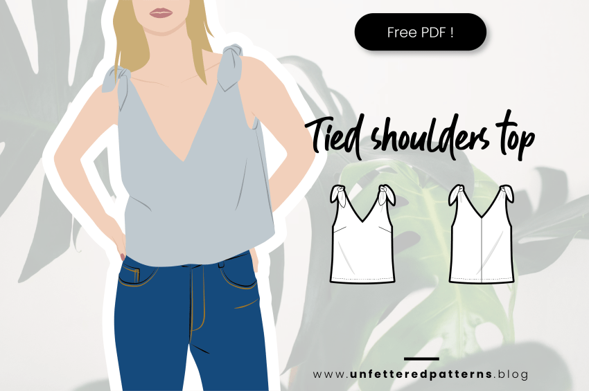 Gebonden tanktop met schouders voor linnen – Gratis naaipatroon downloaden PDF #UP1027 – Ongebonden patronen