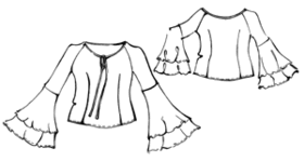 #5300 Raglan blouse met flare mouwen