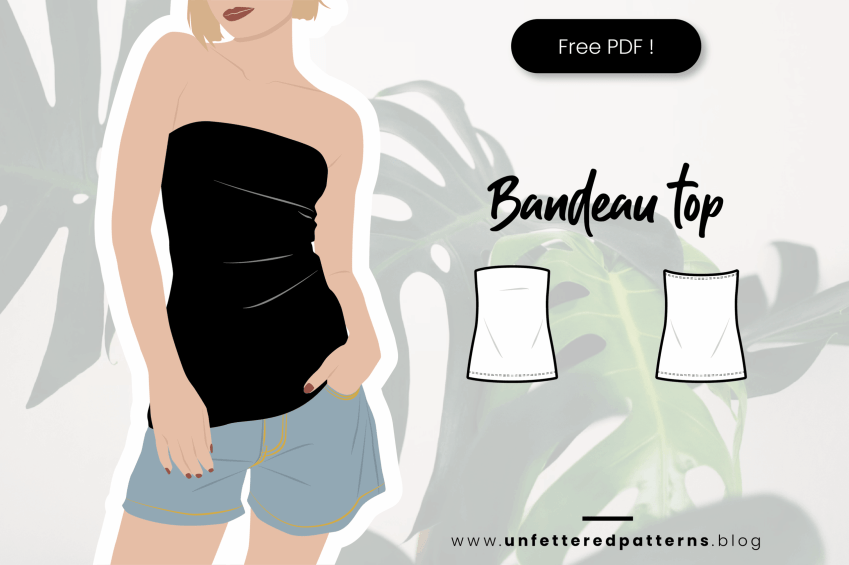 Bandeautop met ingebouwde beha – Gratis naaipatroon download PDF #UP1059 – Ongebonden patronen