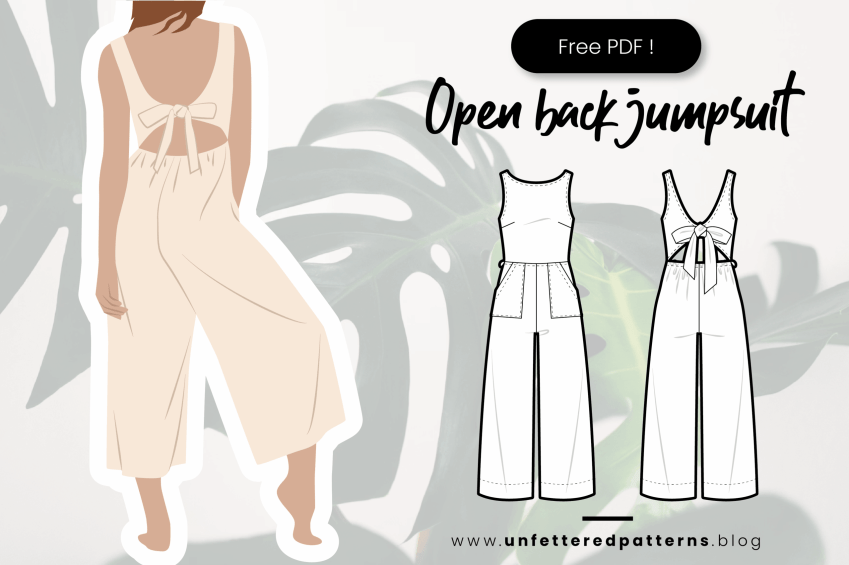 Jumpsuit met wijde pijpen – Gratis naaipatroon download PDF #UP1020 – Onbelemmerde patronen