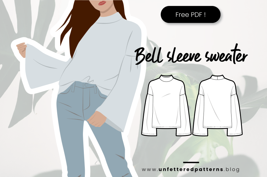 Trui met belmouwen – Gratis naaipatroon downloaden PDF #UP1041 – Ongebonden patronen