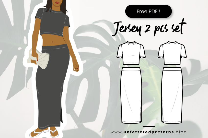 Tweedelige set in jersey – Gratis naaipatroon downloaden PDF #UP1049 – Ongebonden patronen