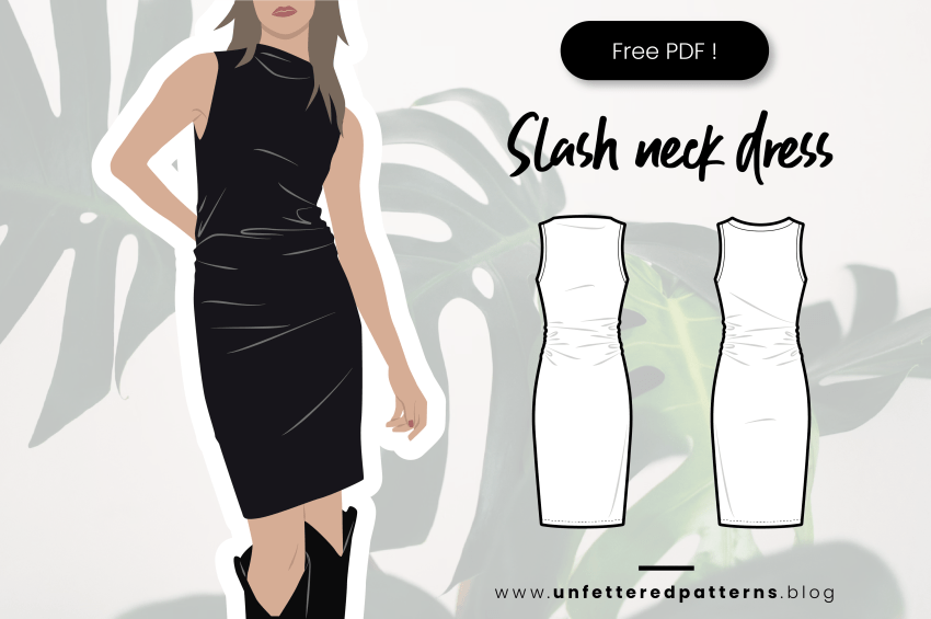Jurk met schuine hals – Gratis naaipatroon downloaden PDF #UP1023 – Unfettered Patterns