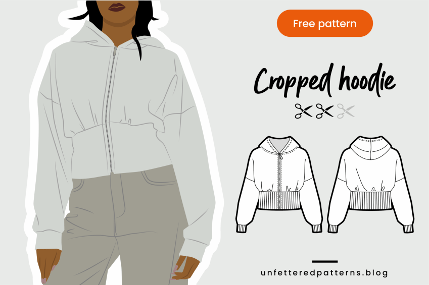 Cropped hoodie – Gratis patroon downloaden PDF #UP1072 – Unfettered Patterns
