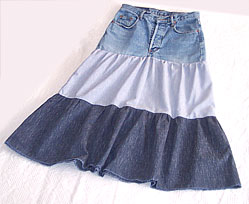 Denim rok met ruches