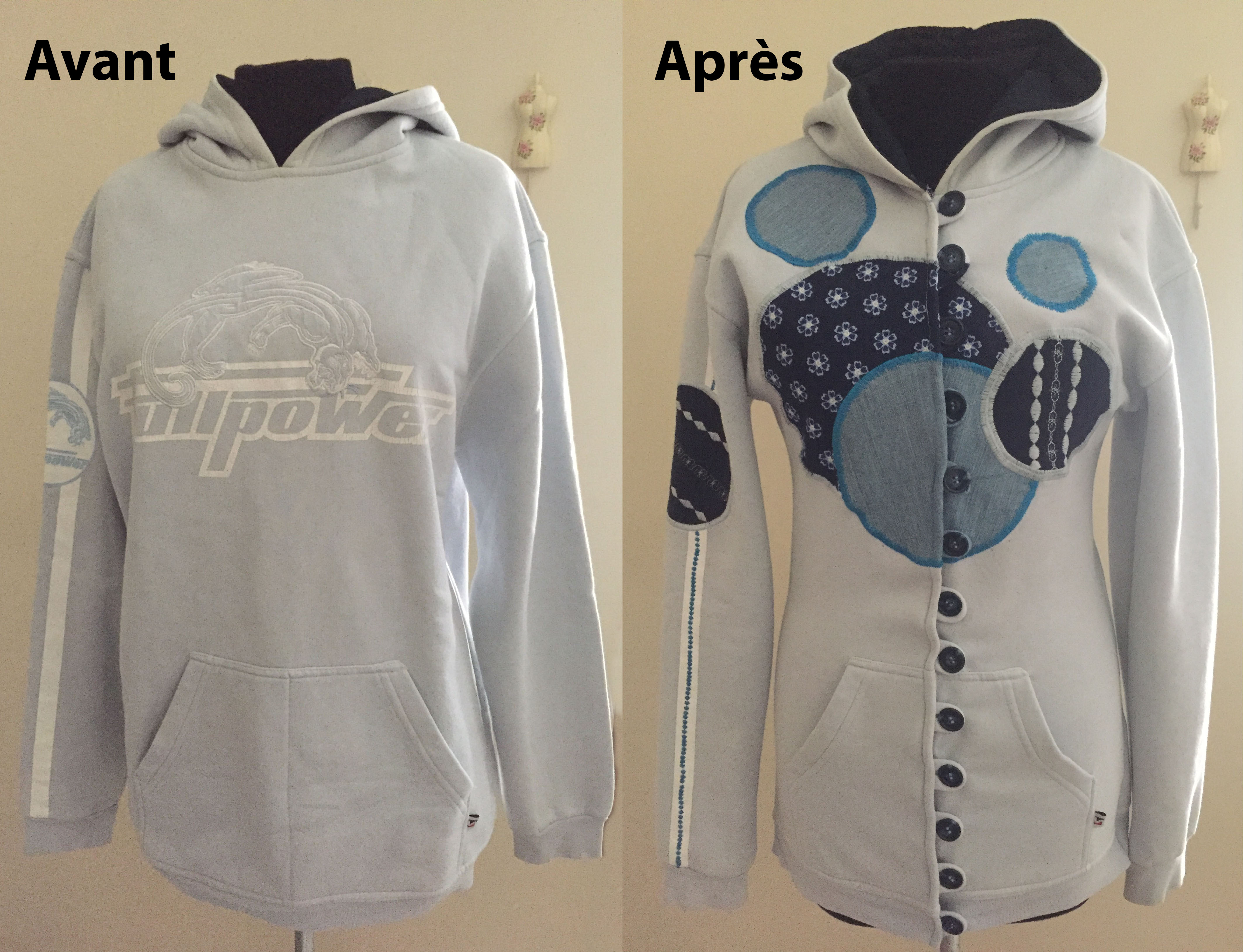 Sweatshirt omgetoverd tot gepersonaliseerd jack