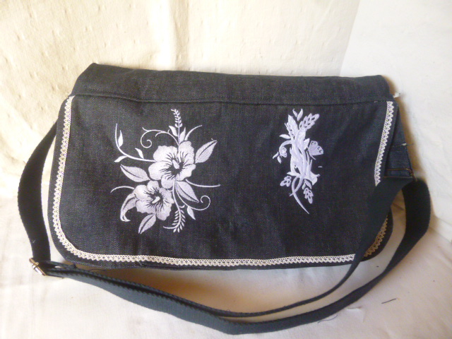 Grote denim schoudertas